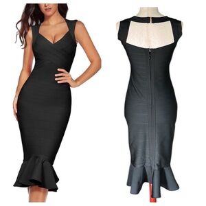 Sleeveless Fishtail Midi Bandage Dress